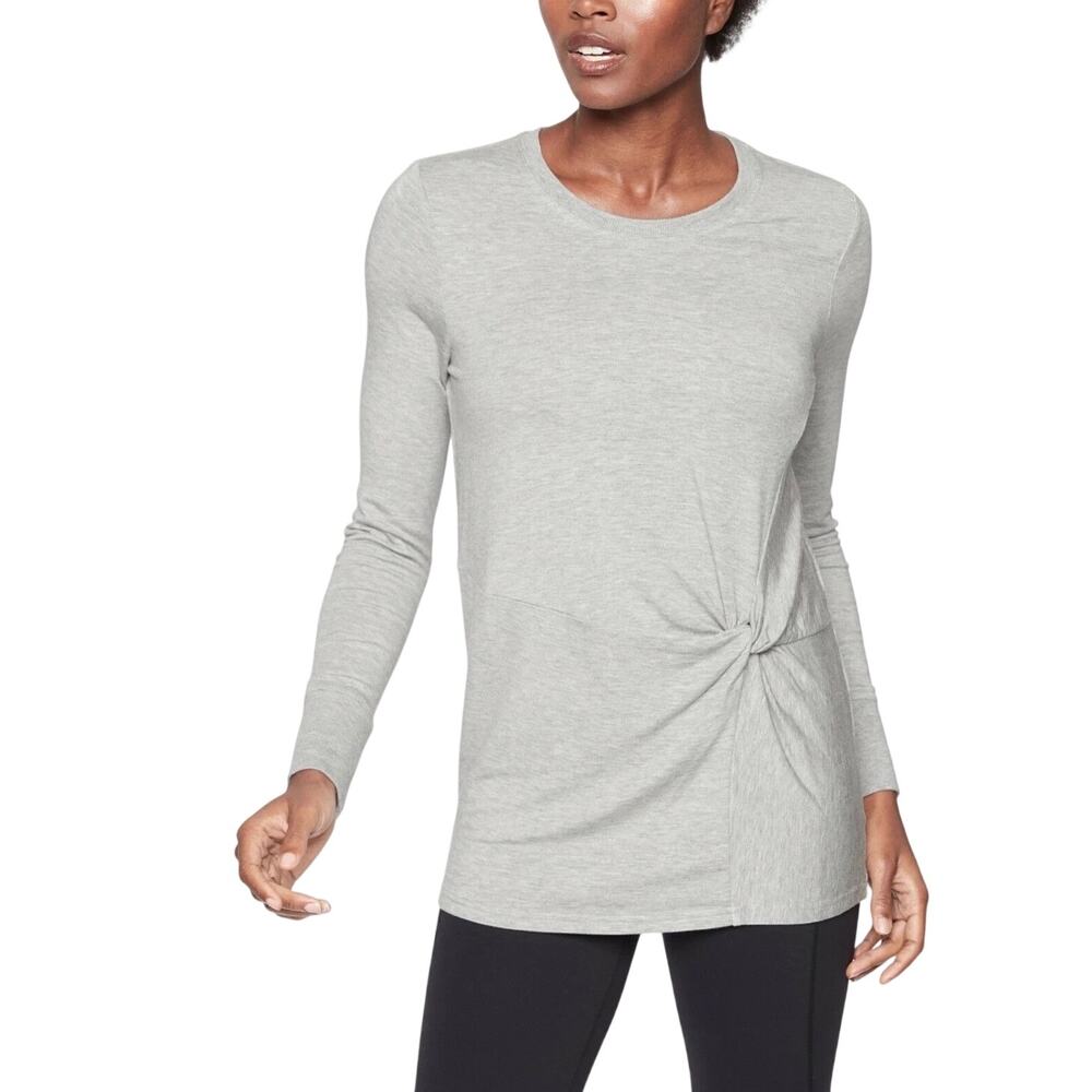 Athleta Nirvana Twist Gray Long Sleeve Soft Knit Casual Athleisure Lounge Top
